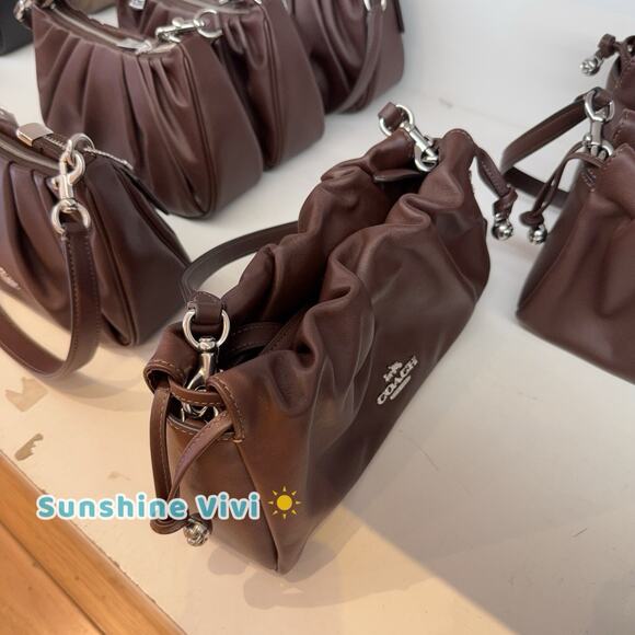 NWT Coach Faye Shoulder Bag CV529 Leather Wear 3 Ways Silver/Maple - Picture 4 of 12